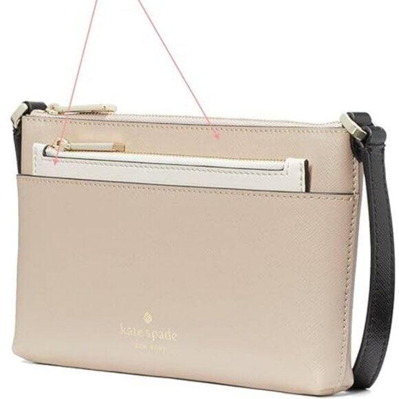 Kate Spade Sadie Colorblock Saffiano Leather Crossbody Set - Warm Beige - KC480 - Picture 1 of 6